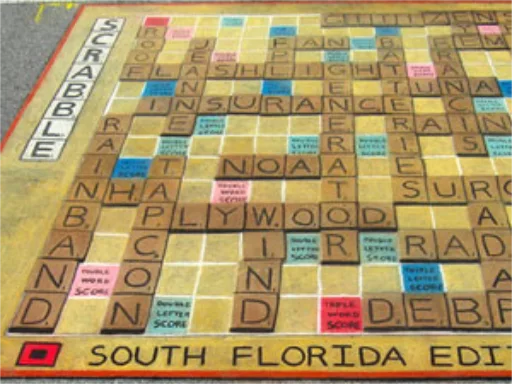 3D chalk art scrabble