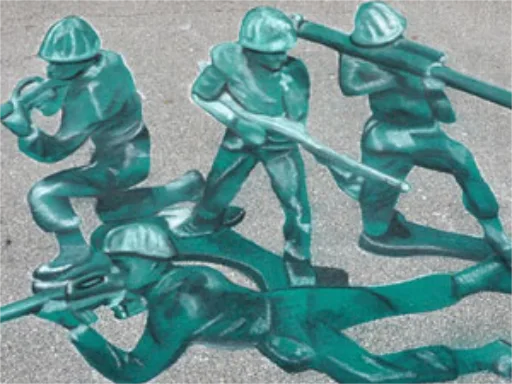 3D chalk art armymen