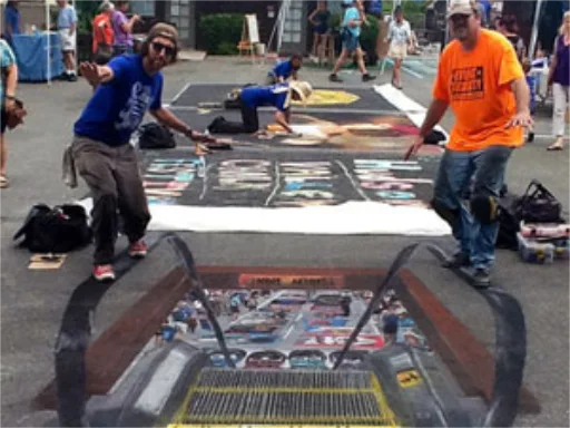 3D chalk art escalator