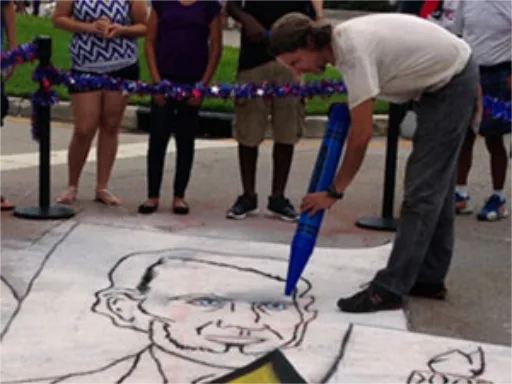 3D chalk art coloringbook photo-op scene