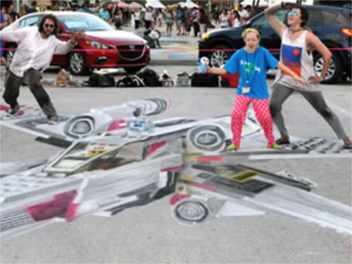 3D chalk art xwing