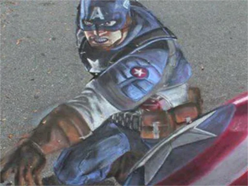 3D chalk art captainamerica