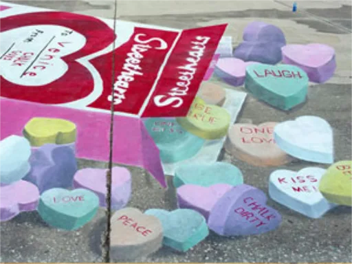 3D chalk art streethearts