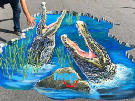 3D chalk art ihop photo-op scene