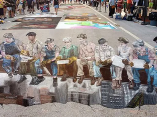 3D chalk art skyscraper