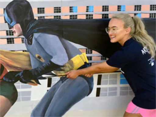 3D chalk art batman girl