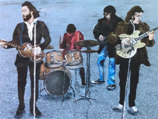 3D chalk art beatles rooftop