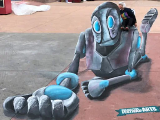 3D chalk art epcot photo-op scene