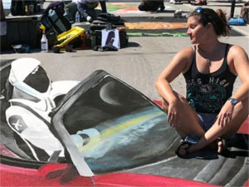 3D chalk art starman photo-op scene