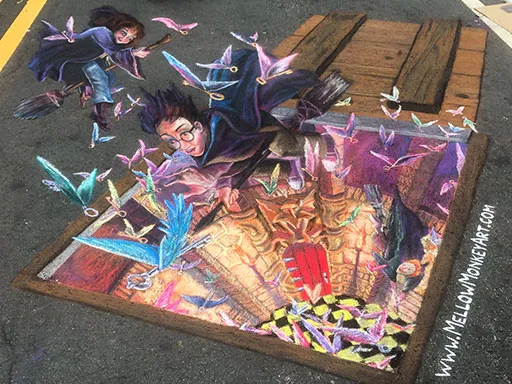 3D chalk art harrypotter