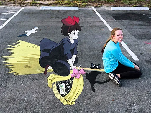 3D chalk art kiki photo-op scene