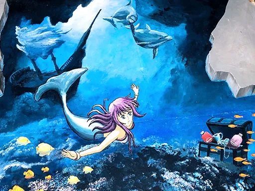 3D chalk art Sharetea bubble tea shop chandler int