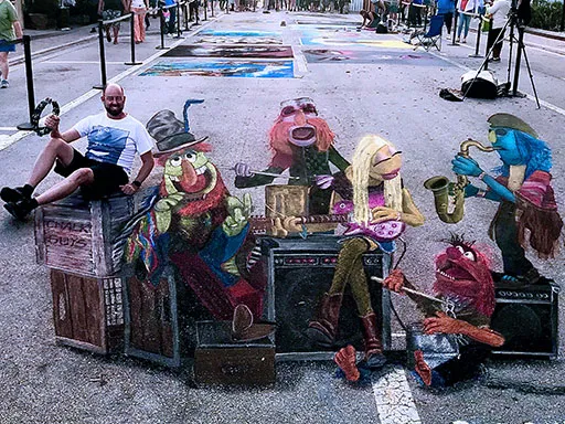 3D chalk art muppets photo-op scene