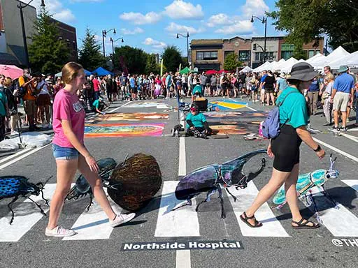 Abbey Road Beatles crossing 3D chalk art photo-op