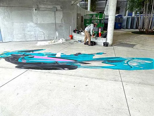 3D chalk art f1miamigrandprix skewed reference view