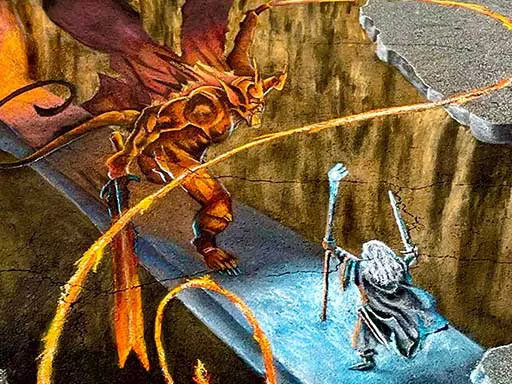 3D chalk art gandalfbalrog