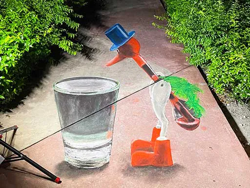 3D chalk art drinkingbird