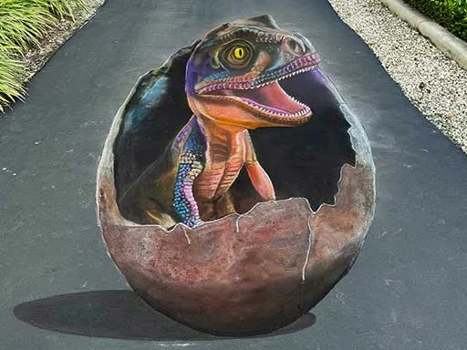 3D chalk art babydinosaur