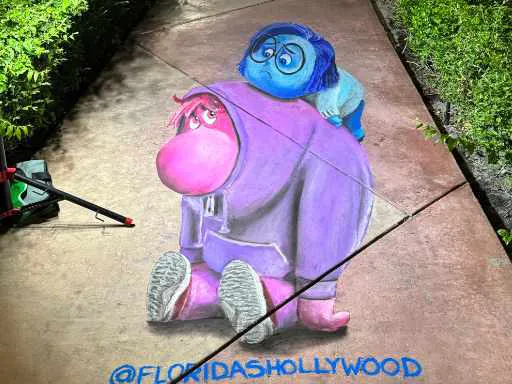 Inside Out 2 inspired 3D chalk art scene