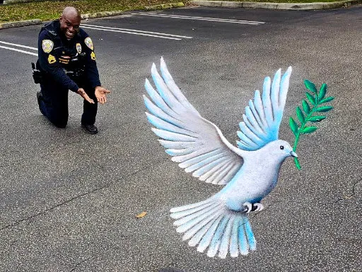 Martin Luther King Jr peace dove 3D chalk art