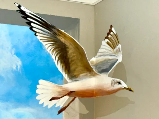 3D bird on the beach chalk art
