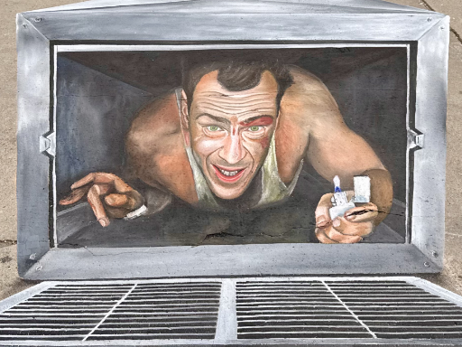 3D chalk art diehard