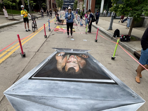 3D chalk art diehard4