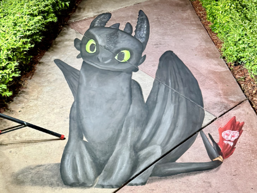3D chalk art toothlessdragon