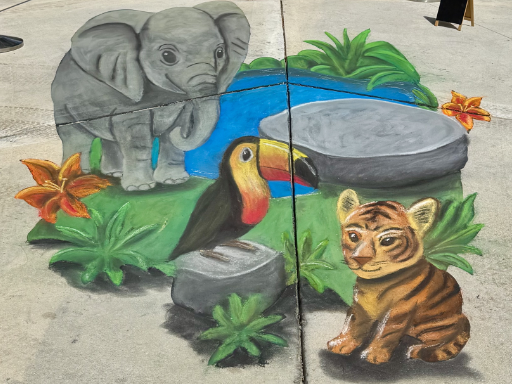 jungle themed 3D chalk art in Weston
