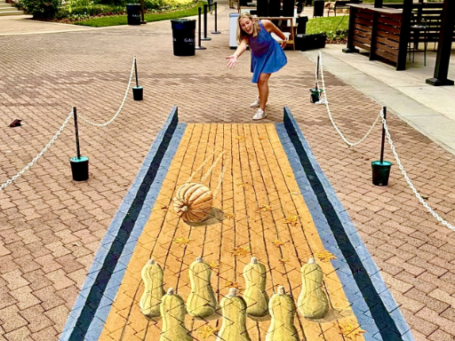 Halloween pumpkin bowling 3D chalk art game