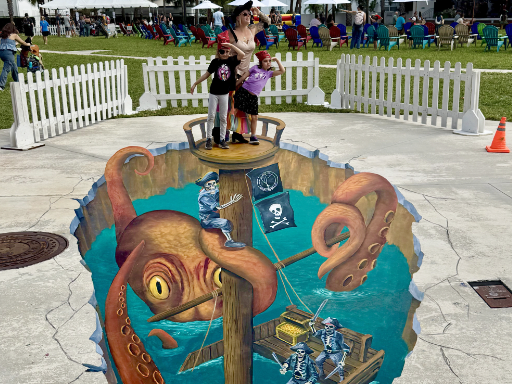 second pirate festival themed 3D chalk art scene