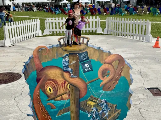 second pirate festival themed 3D chalk art scene