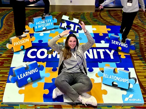 3D interactive painted vinyl art of a puzzle for a Signal Security corporate event.